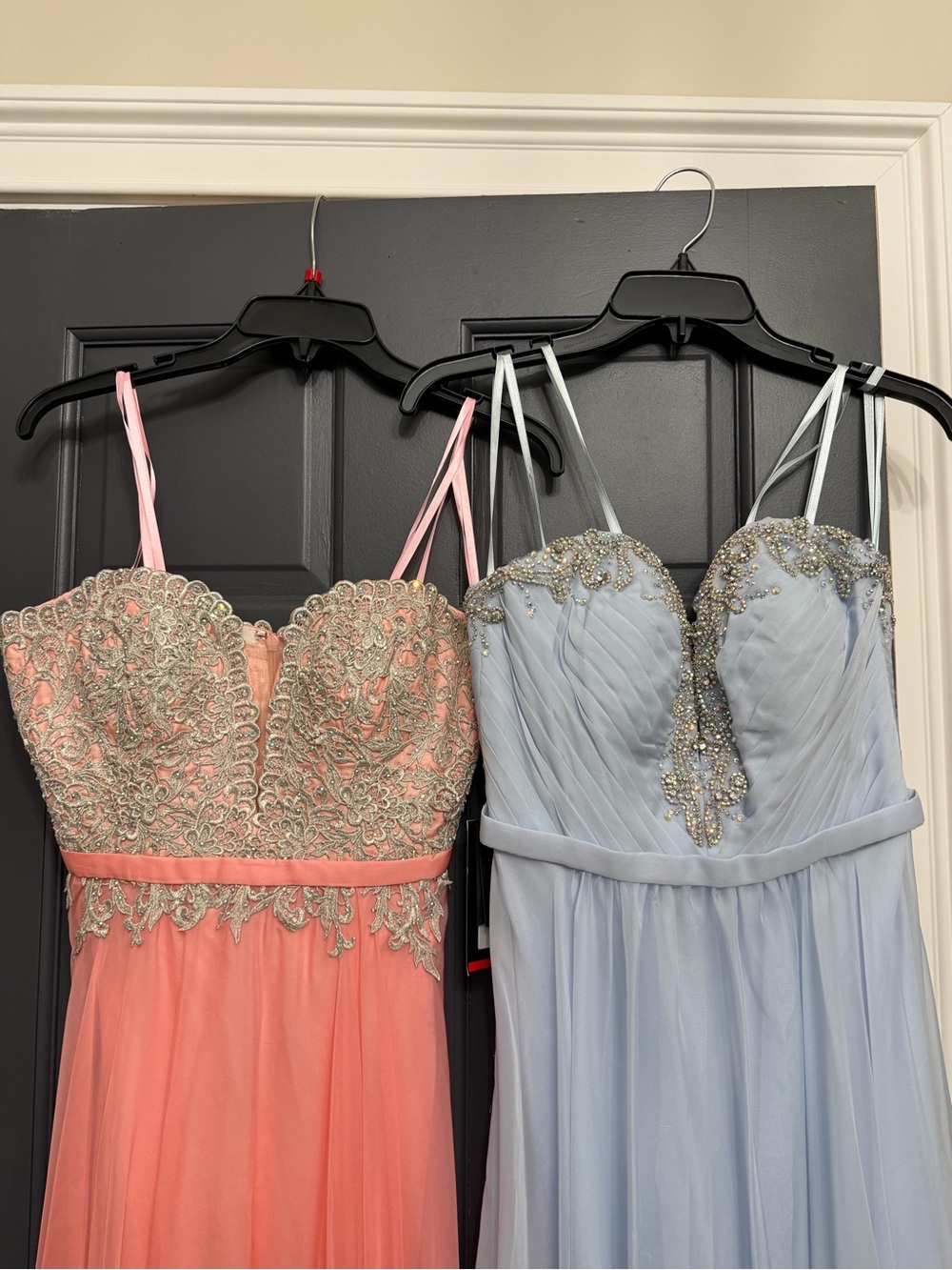 Blue and Coral Evening Prom Dress with Silver Embellishment. NTW size 4